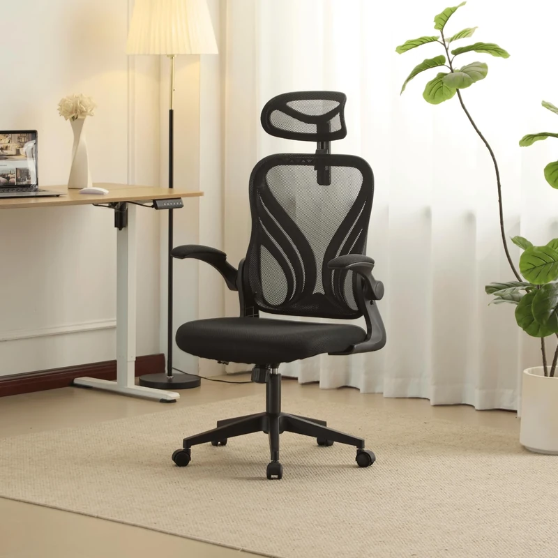 Home Source Ascend Ergonomic Mesh Office Chair – Adjustable Desk Chair with Headrest & Armrests, Breathable Mesh Back, Foam-Filled Seat, Height Adjustable Swivel Chair, Durable Frame, 120kg Capacity