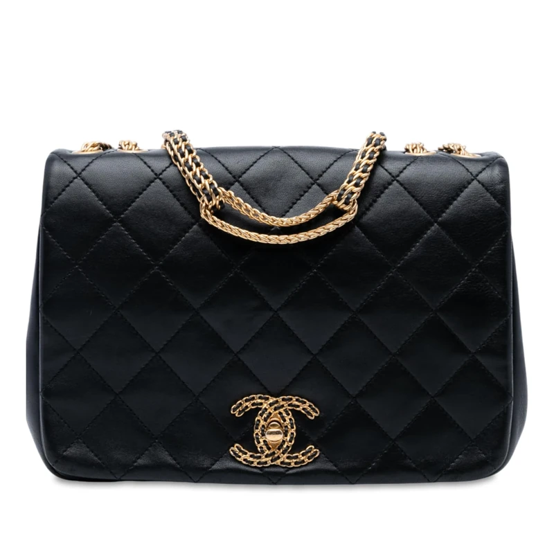 Pre-Loved Quilted Lambskin On And Chain Flap Shoulder Bag