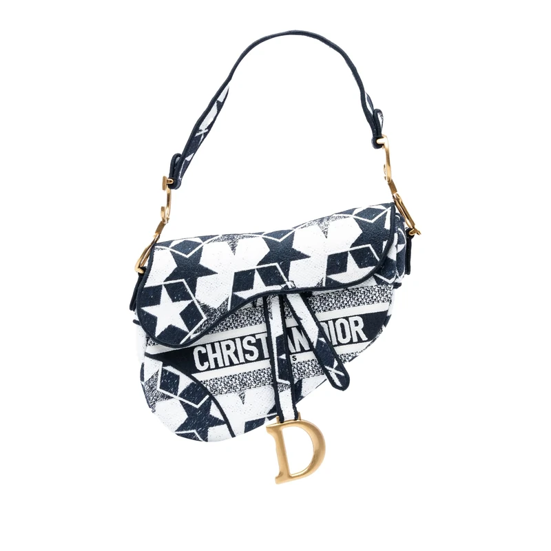 Dior Pre-Loved Embroidered Canvas Stars Saddle Handbag Shoulder Bag