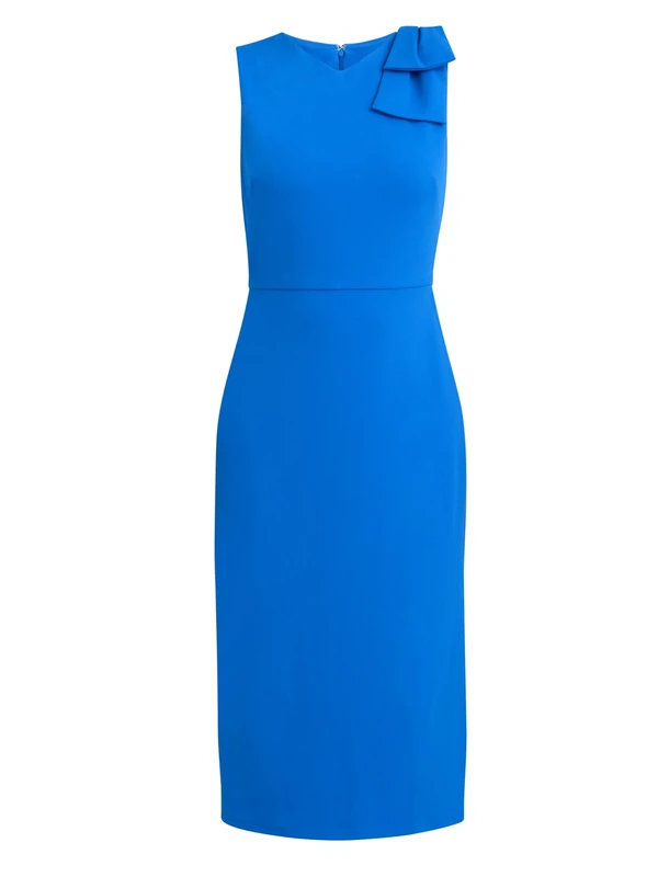 Gina Bacconi One-Shoulder Ruffle Midi Dress, Blue, 14