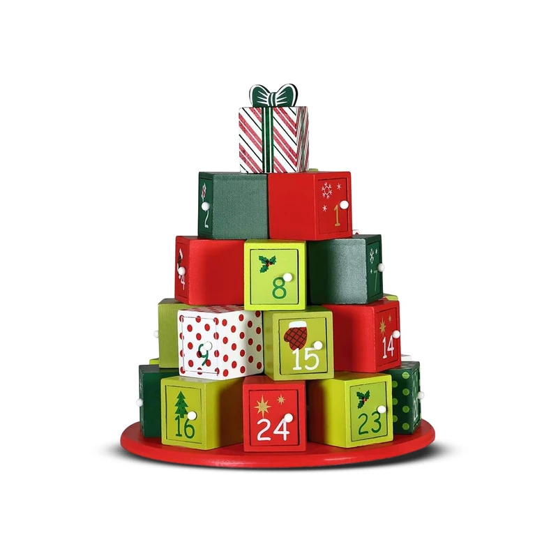 Wintem Advent Calendar 2025 with 25 Drawers Decorative Reusable Christmas DIY Gift Idea, Elegant Wooden Advent Tree for Treats and Surprises