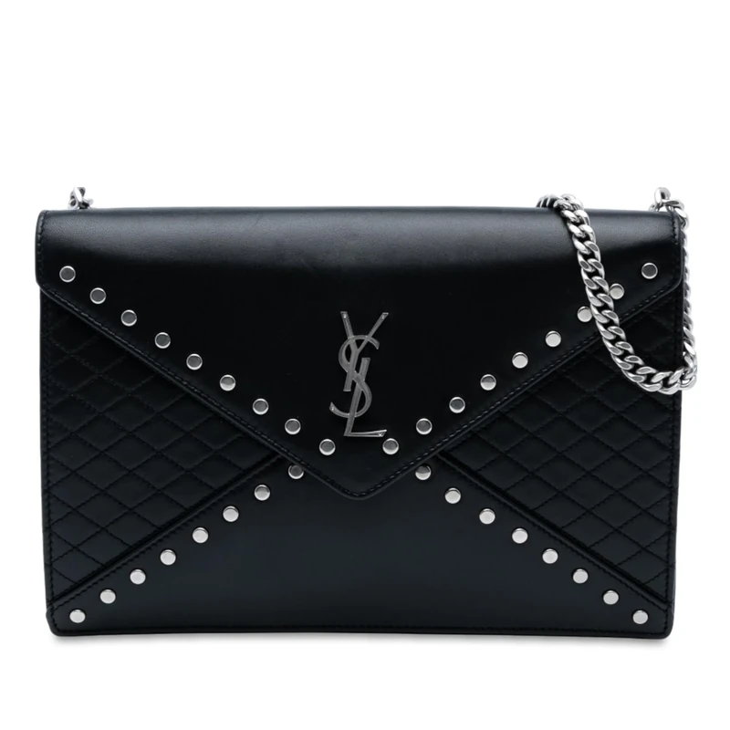 Yves Saint Laurent Pre-Loved Quilted Lambskin Studded Monogram Gaby Shoulder Bag