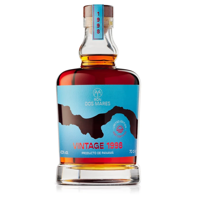 Ron Dos Mares Vintage 1998 | 26 Year Old Panama Rum | Tropical Aged in Ex-Bourbon Casks | Limited Edition Age-Certified | 47.2% ABV 70cl