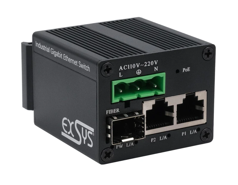 EXSYS EX-62010PoE-SFP 2+1 Port Industrial PoE+ Micro Gigabit Switch