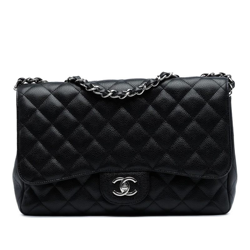 Chanel Pre-Loved Jumbo Classic Caviar Single Flap Shoulder Bag
