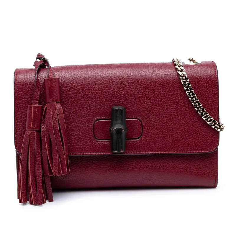 Gucci Pre-Loved Medium Leather Miss Bamboo Crossbody Bag