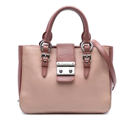 Miu Miu Pre-Loved Bicolor Goatskin Madras Satchel Handbag