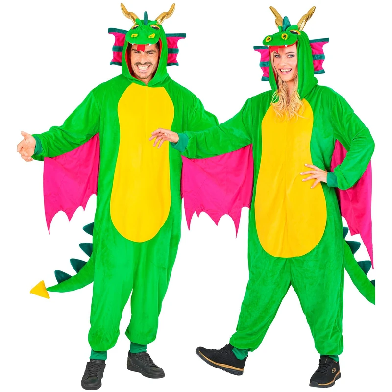 W WIDMANN MILANO Dragon Jumpsuit - Green Plush Animal Costume