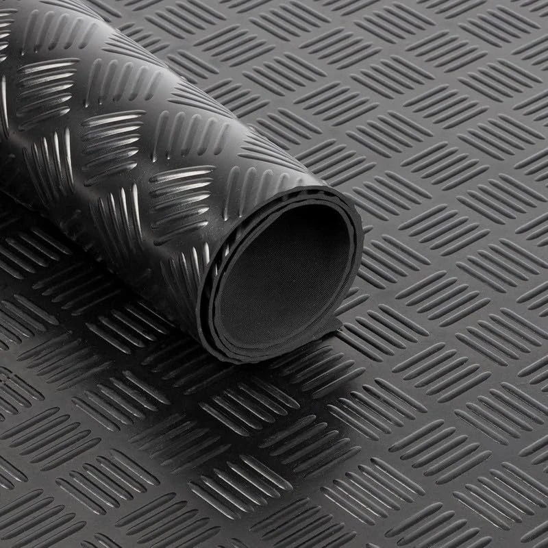 Black Rubber Matting Roll | Thick Heavy Duty Flooring Mat, Indoor & Outdoor, Non-Slip, Waterproof & Easy to Cut | Ideal for Garage, Vans, Gym, Shed Floor | 1.5m Width 3mm (5Bar, 4m x 1.5m)