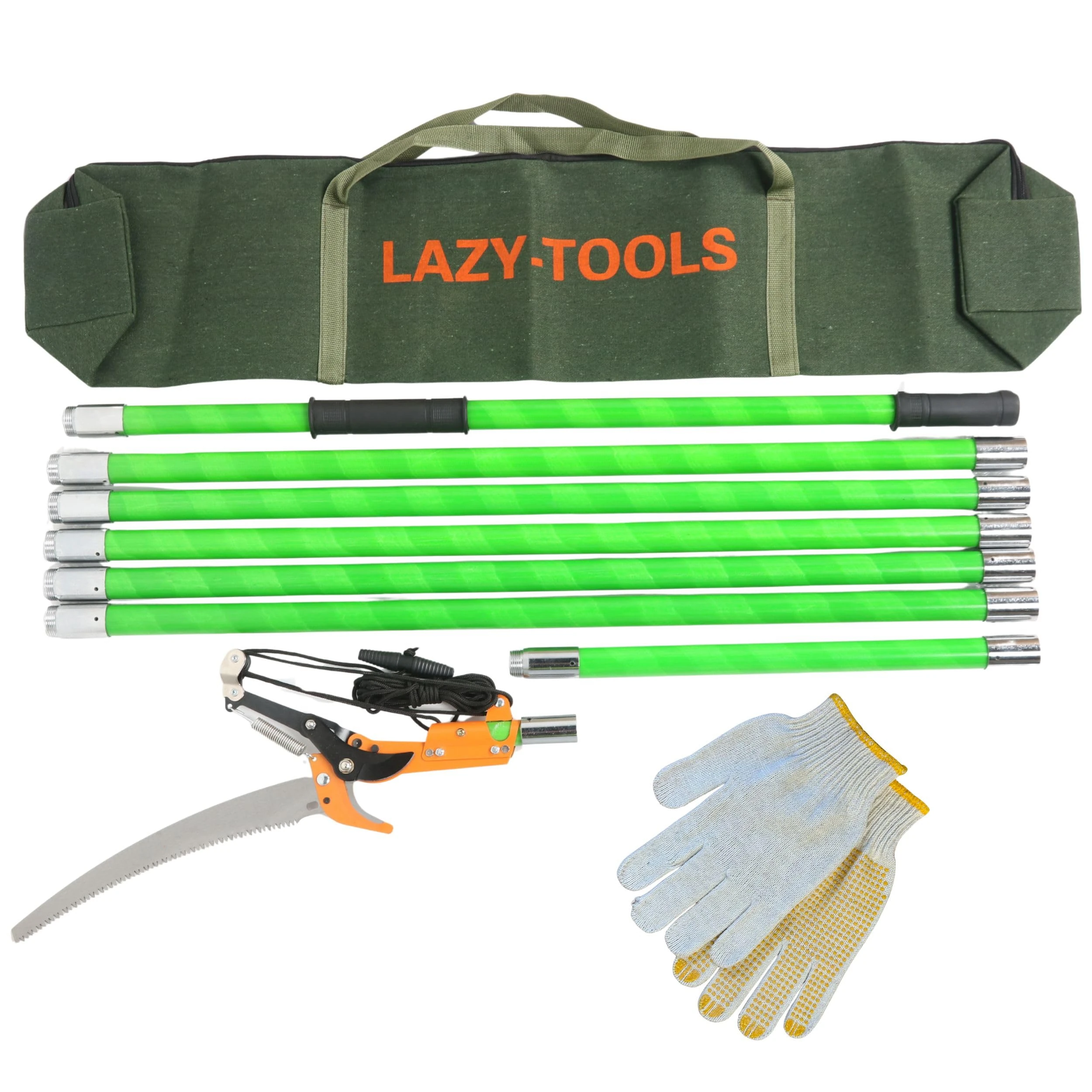 Manual Pole Saw Tree Pruner - Available in 3.5M/7M/9M (11FT/23FT/30FT) Long Reach Pruning Saw with Scissor Head, 65Mn Steel Blade & Carry Bag - Lightweight Telescopic Tree Trimming Tool (9m Long)