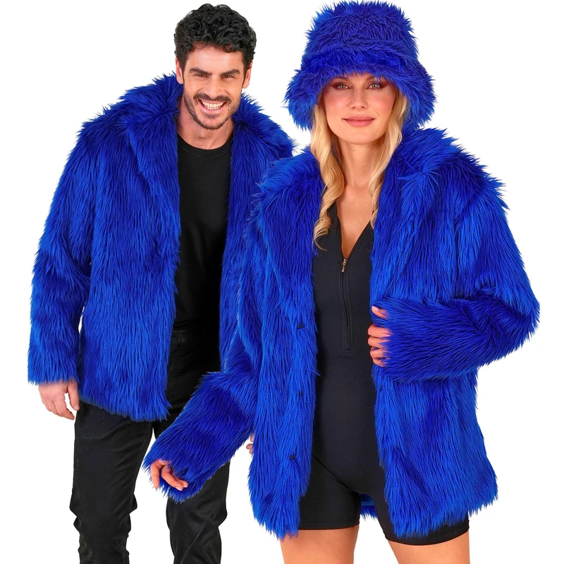 W WIDMANN MILANO Party Fashion - Faux Fur Jacket for Men and Women, Plush Jacket, Costume, Party Outfit for Carnival & Festival
