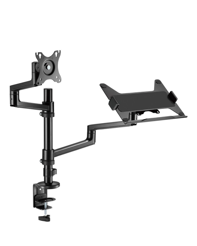 ICY BOX IB-MS622-T Monitor Stand for Monitors up to 32 Inches and Laptops up to 17.3 Inches, VESA 75 x 75/100 x 100, Ergonomic Bracket with Cable Management, Silicone Pads, Height-Adjustable