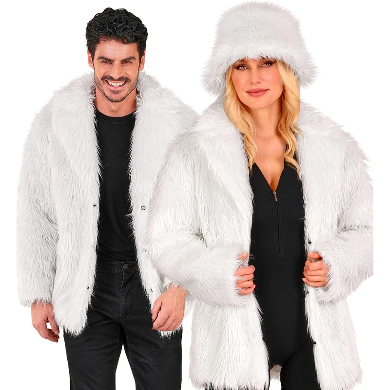 W WIDMANN MILANO Party Fashion kunstpelzjacke Unisex Faux Fur Jacket, White, L-XL