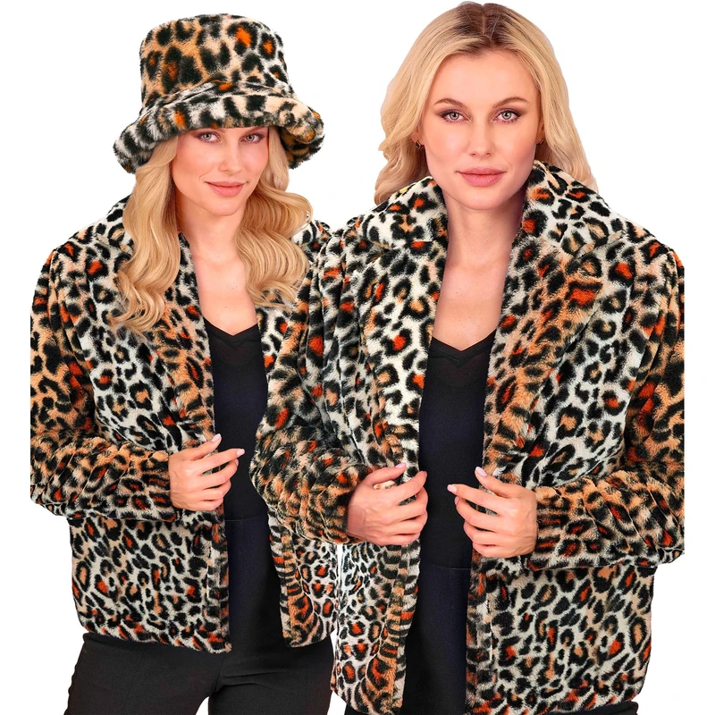 W WIDMANN MILANO Party Fashion - Women's Faux Fur Jacket, Fluffy Fur, Plush Jacket, Costume, Party Outfit for Carnival & Festival