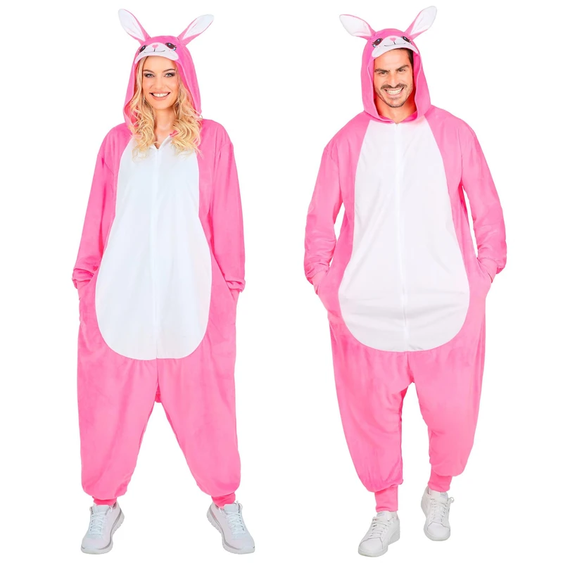 W WIDMANN MILANO Pink Plush Bunny Jumpsuit Adult Costume