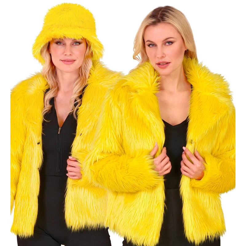 W WIDMANN MILANO Party Fashion - Women's Faux Fur Jacket, Fluffy Fur, Plush Jacket, Costume, Party Outfit for Carnival & Festival