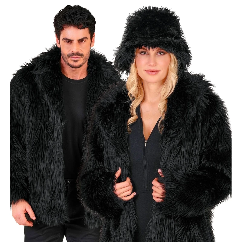 W WIDMANN MILANO Party Fashion kunstpelzjacke Unisex Faux Fur Jacket, Black, XXL