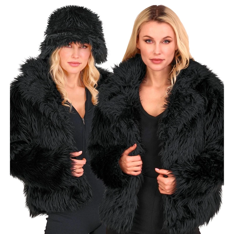 W WIDMANN MILANO Party Fashion - Women's Faux Fur Jacket, Fluffy Fur, Plush Jacket, Costume, Party Outfit for Carnival & Festival