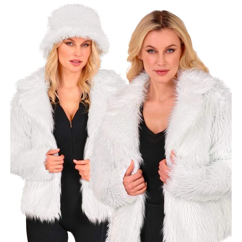 W WIDMANN MILANO Party Fashion - Women's Faux Fur Jacket, Fluffy Fur, Plush Jacket, Costume, Party Outfit for Carnival & Festival