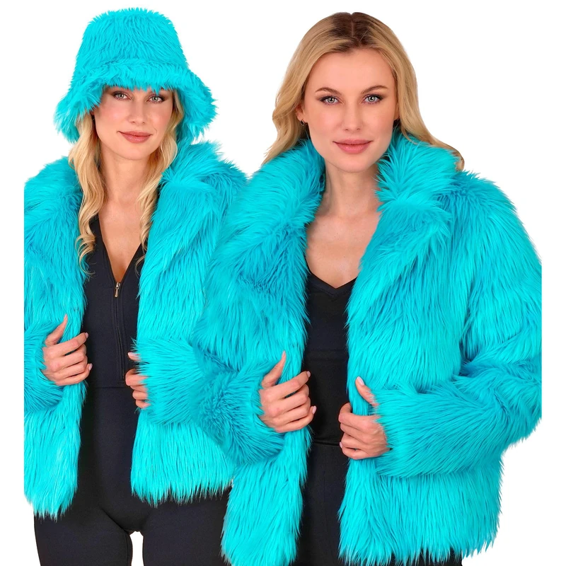 W WIDMANN MILANO Party Fashion - Women's Faux Fur Jacket, Fluffy Fur, Plush Jacket, Costume, Party Outfit for Carnival & Festival