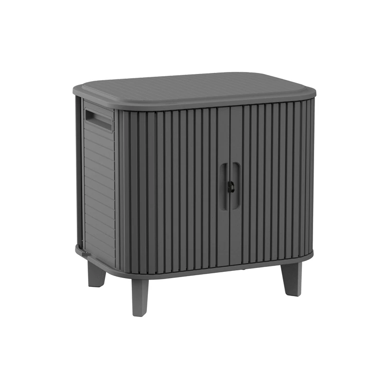 Keter Velo 113L Storage Cabinet – Grey | Stackable Space‑Saving Design | Weather‑ & UV‑Resistant Resin | Smooth Sliding Doors | Sleek Modern Style | Built‑In Handles | Quick 30‑Minute Assembly