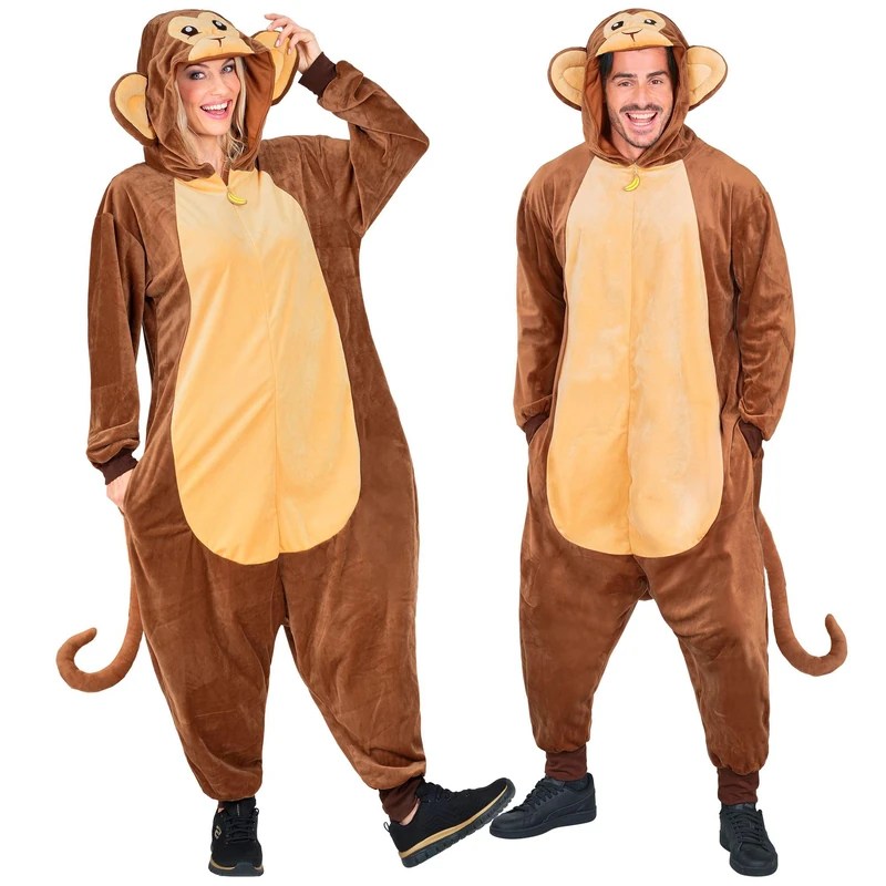 W WIDMANN MILANO Adult Monkey Jumpsuit - Brown Plush Costume