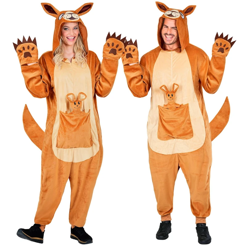 W WIDMANN MILANO Kangaroo Jumpsuit - Brown Plush Adult Costume