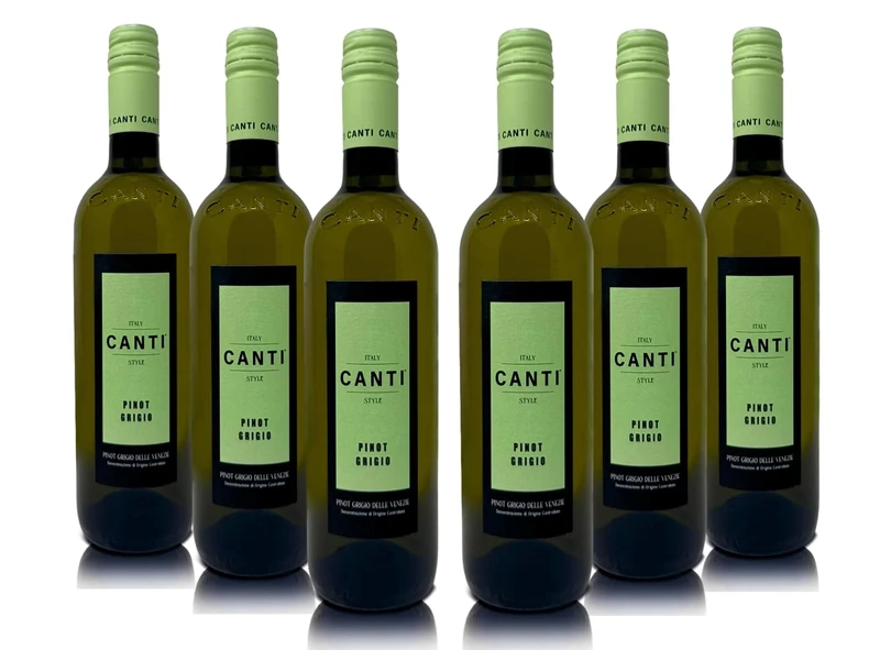 Canti - Pinot Grigio delle Venezie D.O.C., Italian White Dry Wine, Fresh Flavor With a Fruity and Round Taste, 6x750 ml