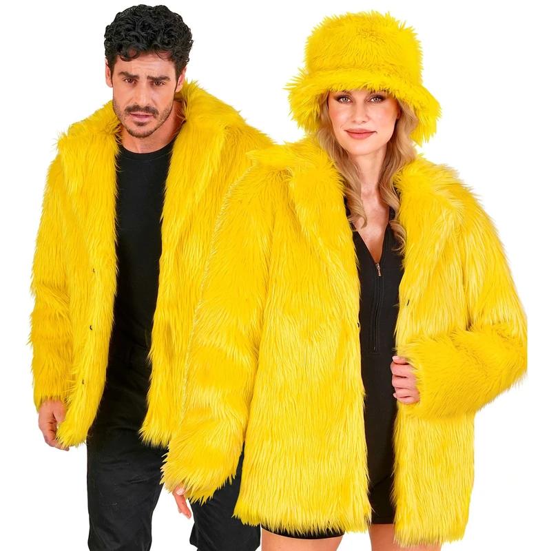 W WIDMANN MILANO Party Fashion kunstpelzjacke Unisex Faux Fur Jacket, neon-Yellow, L-XL