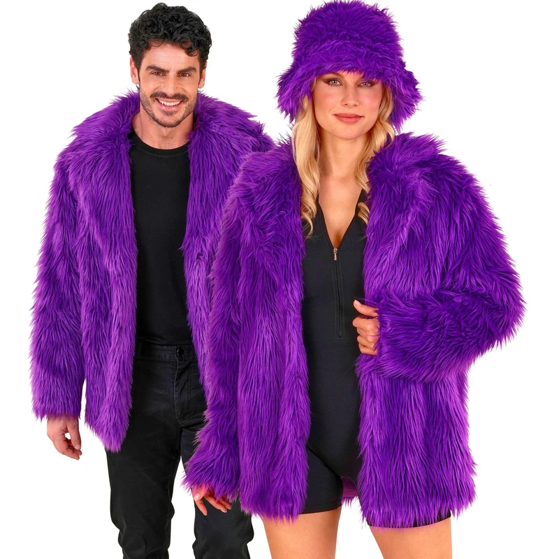 W WIDMANN MILANO Party Fashion - Faux Fur Jacket for Men and Women, Plush Jacket, Costume, Party Outfit for Carnival & Festival