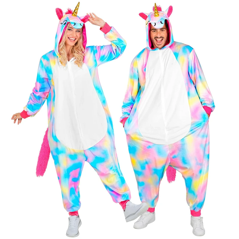W WIDMANN MILANO Party Fashion 45841 Einhorn Bunt Unicorn Colourful Jumpsuit, S-M