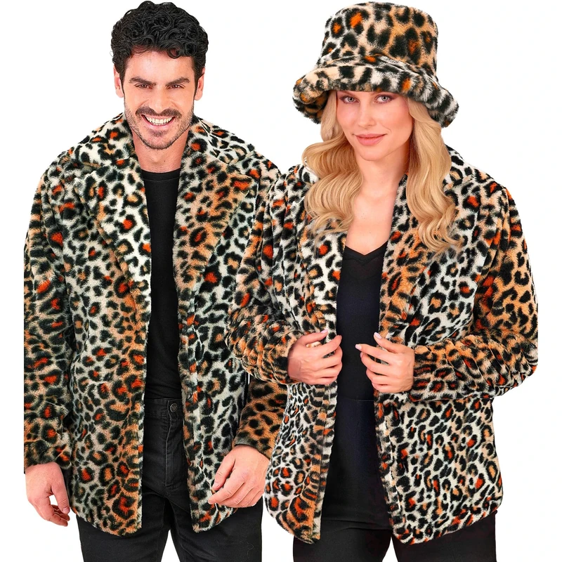 W WIDMANN MILANO Party Fashion kunstpelzjacke Unisex Faux Fur Jacket, Leopard Print Brown, XXL