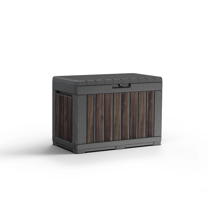 Keter Signature 190L Kentwood Outdoor Garden Storage Box - Rosewood | Compact, Weather‑Resistant Storage with Lockable Lid & Multi‑Functional Design