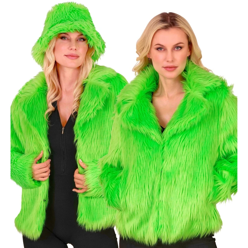 W WIDMANN MILANO Party Fashion - Women's Faux Fur Jacket, Fluffy Fur, Plush Jacket, Costume, Party Outfit for Carnival & Festival
