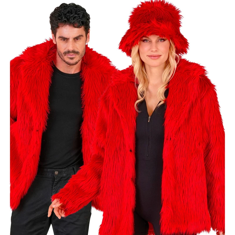 W WIDMANN MILANO Party Fashion - Faux Fur Jacket for Men and Women, Plush Jacket, Costume, Party Outfit for Carnival & Festival