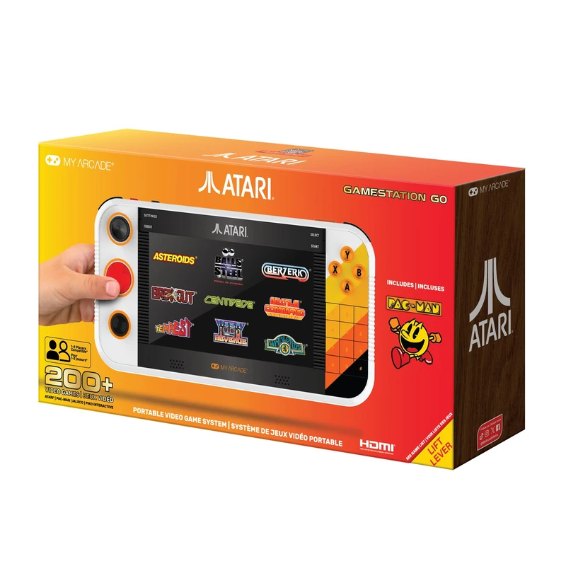 MY ARCADE Atari Gamestation Go, Retro Portable Gaming Console with 200+ Games, 7-inch Screen, Wi-Fi, Rechargeable Battery