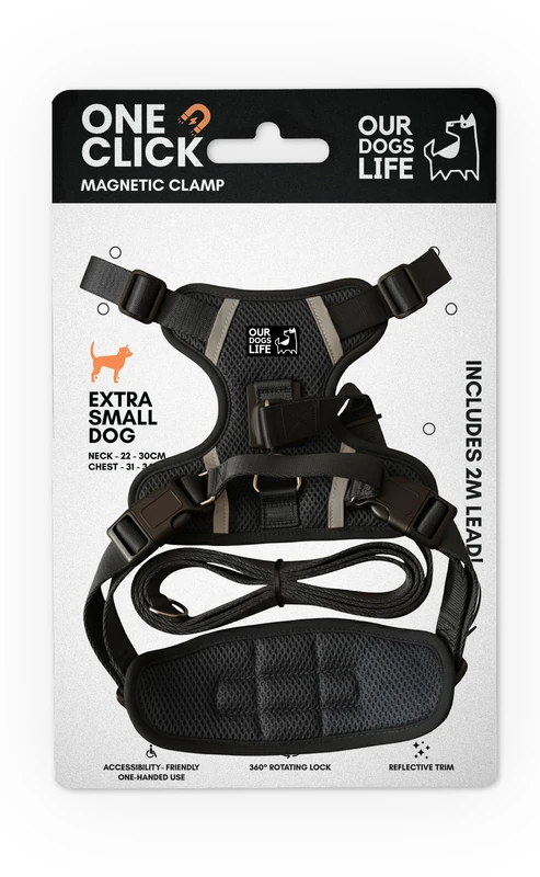 Magnetic Dog Harness & 2M Lead Set | One-Hand Easy Lock Harness for All Dogs | Reflective, Breathable, No-Pull Design with 360° Swivel Buckle | SGS Tested Strong & Safe