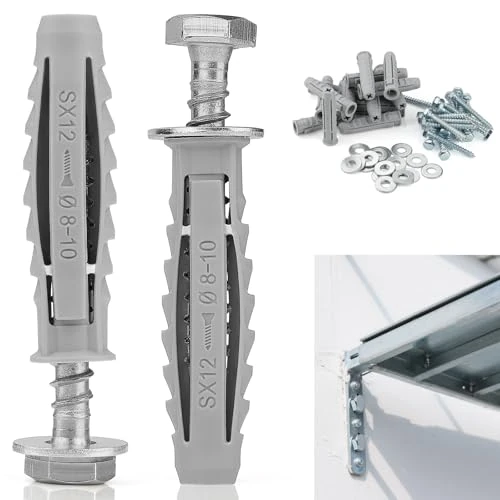 32 Pcs Heavy Duty Wall Fixings Plugs Anchor Masonry Screws Plugs for Brick Bolts Wall Plugs for tv Bracket (M8x60mm/M12x60mm) Assortment Hex Self Tapping Screws with Expansion Plugs and Washers