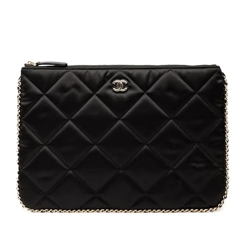 Chanel Pre-Loved CC Quilted Satin Chain Around Clutch