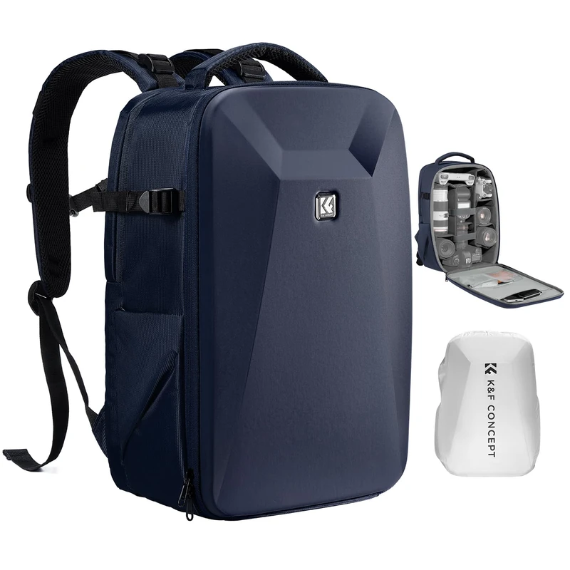 K&F CONCEPT Camera Backpack,Hardshell DSLR Photography Camera Bag,Deep Blue