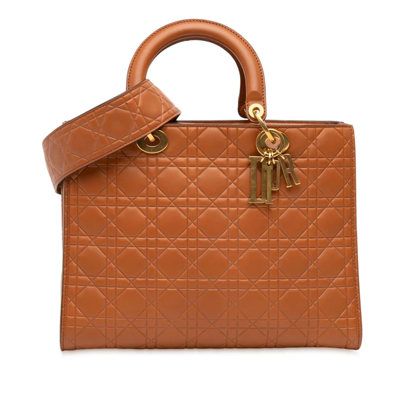 Dior Pre-Loved Large Ultra Matte Calfskin Cannage Embossed Lady