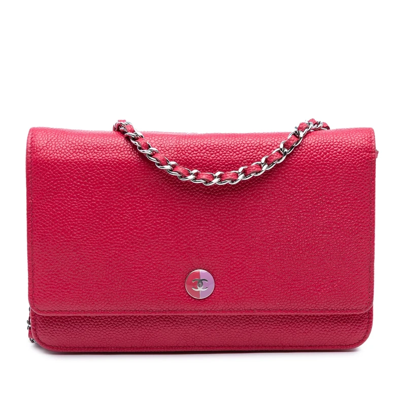 Chanel Pre-Loved Caviar Bicolor CC Wallet On Chain Handbag Crossbody Bag
