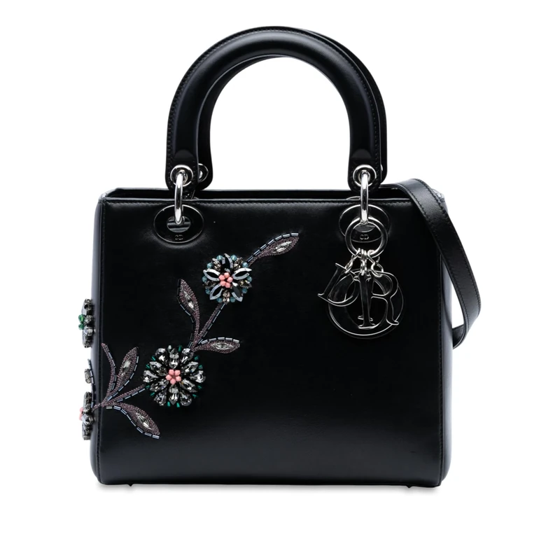 Dior Pre-Loved Medium Smooth Calfskin Embroidered Beaded Floral Lady