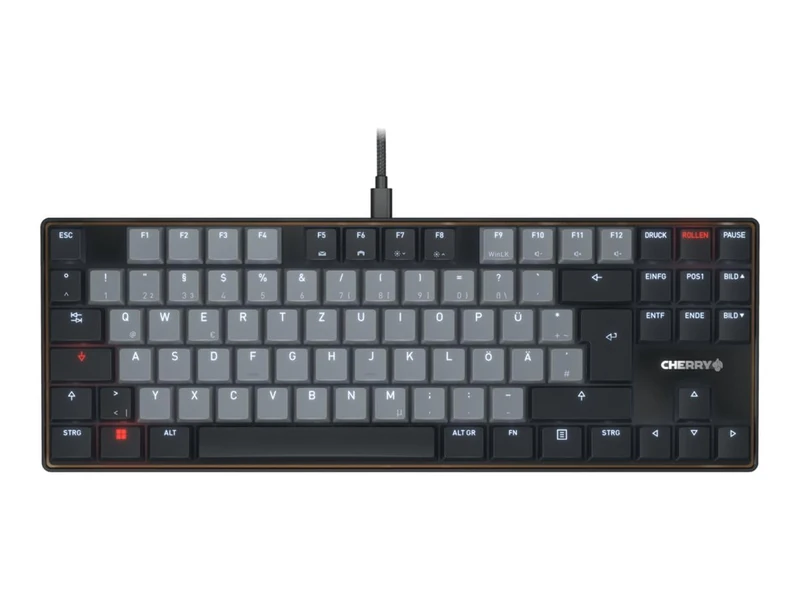 CHERRY KC 500 MX LP TKL, Mechanical Low-Profile Keyboard Without Numeric Keypad, US Format (QWERTY), USB-A, MX LP 2.0 IVORY Switches, Black