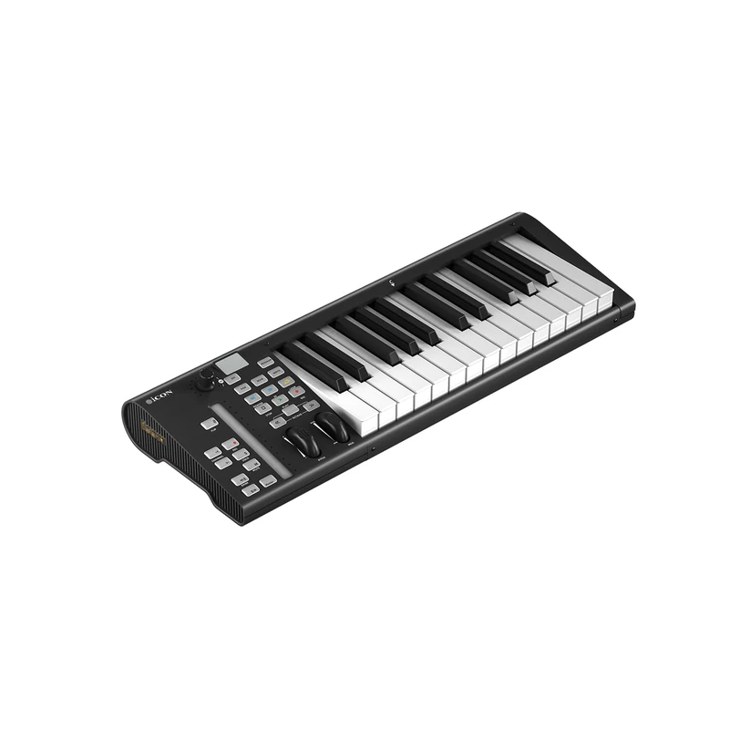 Icon Pro Audio Artist 25X USB-MIDI keyboard controller with 25 keys, DAW integration, and LED touch faders for studio and production