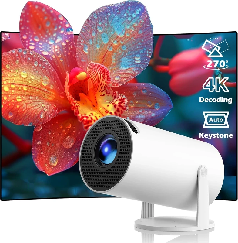 HOTPEAK 2025 4K Projector - Android 11, WiFi 6, Bluetooth, 270 Rotation