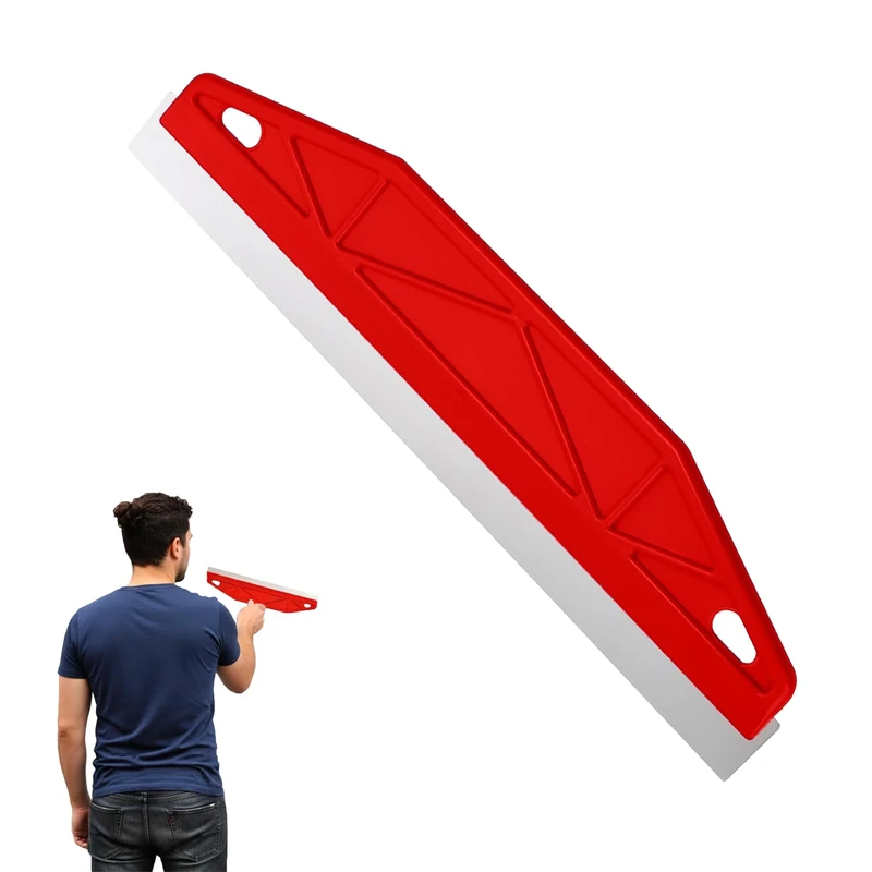 1Pcs Edge Painting Tool,12 Inch Wallpaper Scraper Edge Painting Tool Paint Shield Painter Straight Skirting Board Multi-Purpose Stainless Steel Tool for Cutting-in and Smearing Protection(Red)