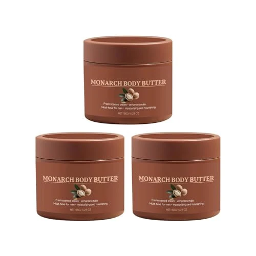 Moisturising Cream for Face & Body, Hydrating Body Butter with Shea Butter & Vitamin E, Daily Non-Greasy Skin Care Lotion for Dry Skin, Lightweight Scented Gift Set for Men (3)