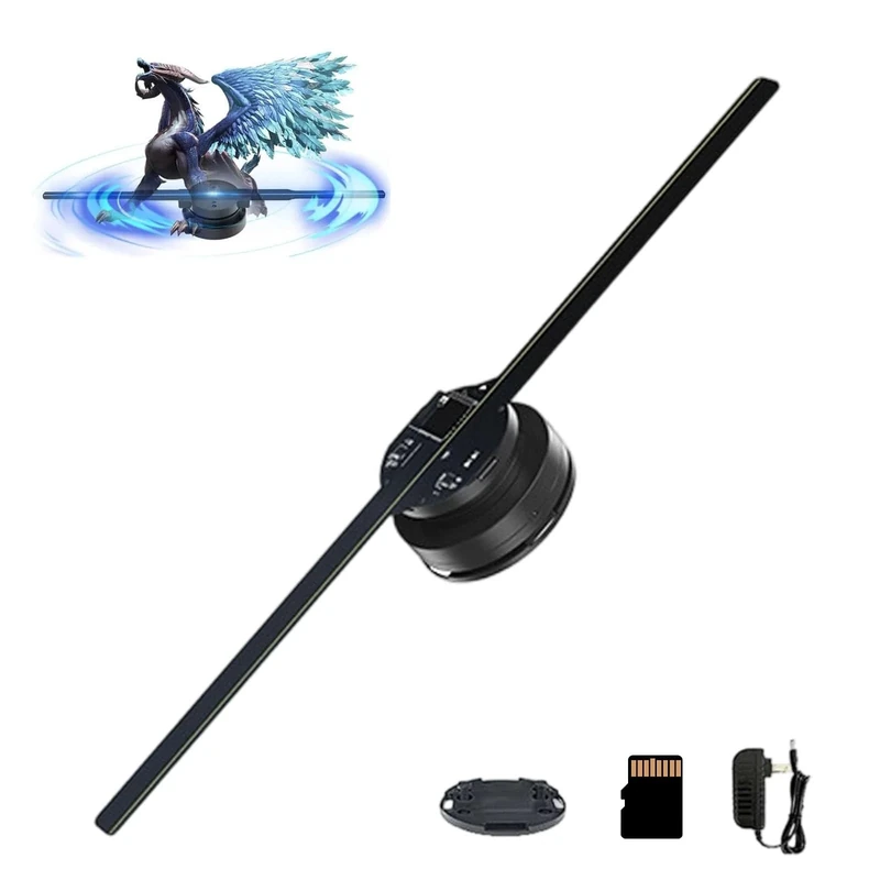 3d Hologram LED Fan Projector Halloween, Myholoscreen Bring Your Imagination To Life In 3d, Portable Design, 16.5" HD LED Fan Projector, Christmas Halloween with Remote, Wifi & App (1PCS)