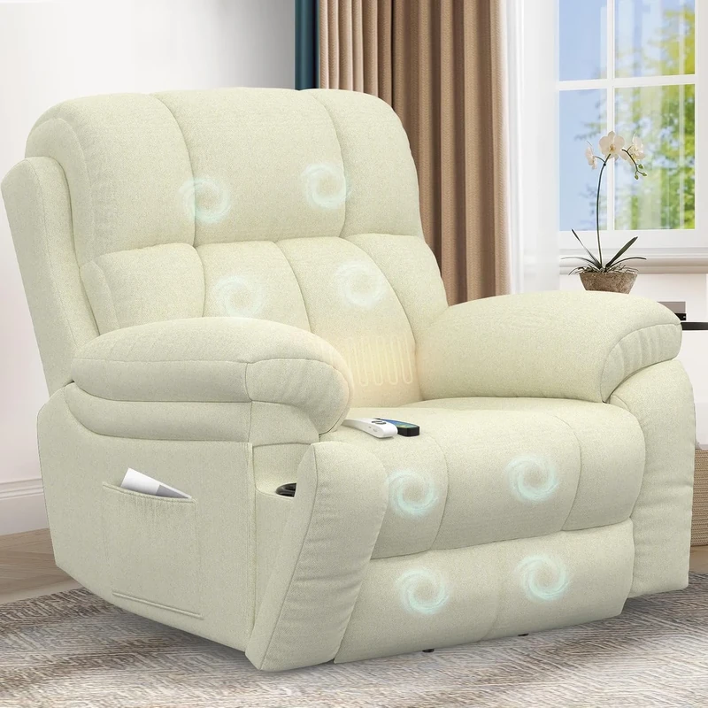 YONISEE Lift Chair Recliners for Elderly, Recliner Chair with Massage & Heat, Extended Footrest, Oversized Recliners Armchair Lounge Sofa with Type C+USB Ports, Hidden Drink Holders, Dual Side Pockets